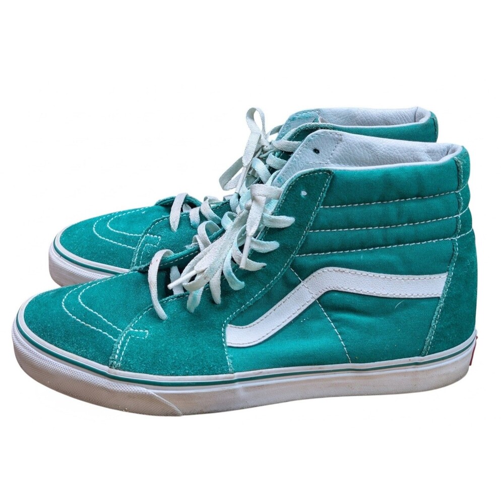 Vans Sk8-Hi High Top Teal Green Men's 10.5 Women's 12 Suede Canvas Skate Shoes